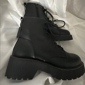 Madden Girl Carra Black Women's Lace-Up Combat Ankle Boots